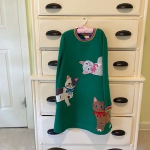 Mini Boden Cat sweatshirt dress with side pockets size 9-10
